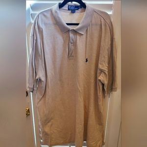 Tan/Beige 2XLT short sleeve polo.
